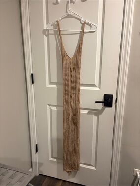 SHEIN Beige Open-Knit Maxi Dress